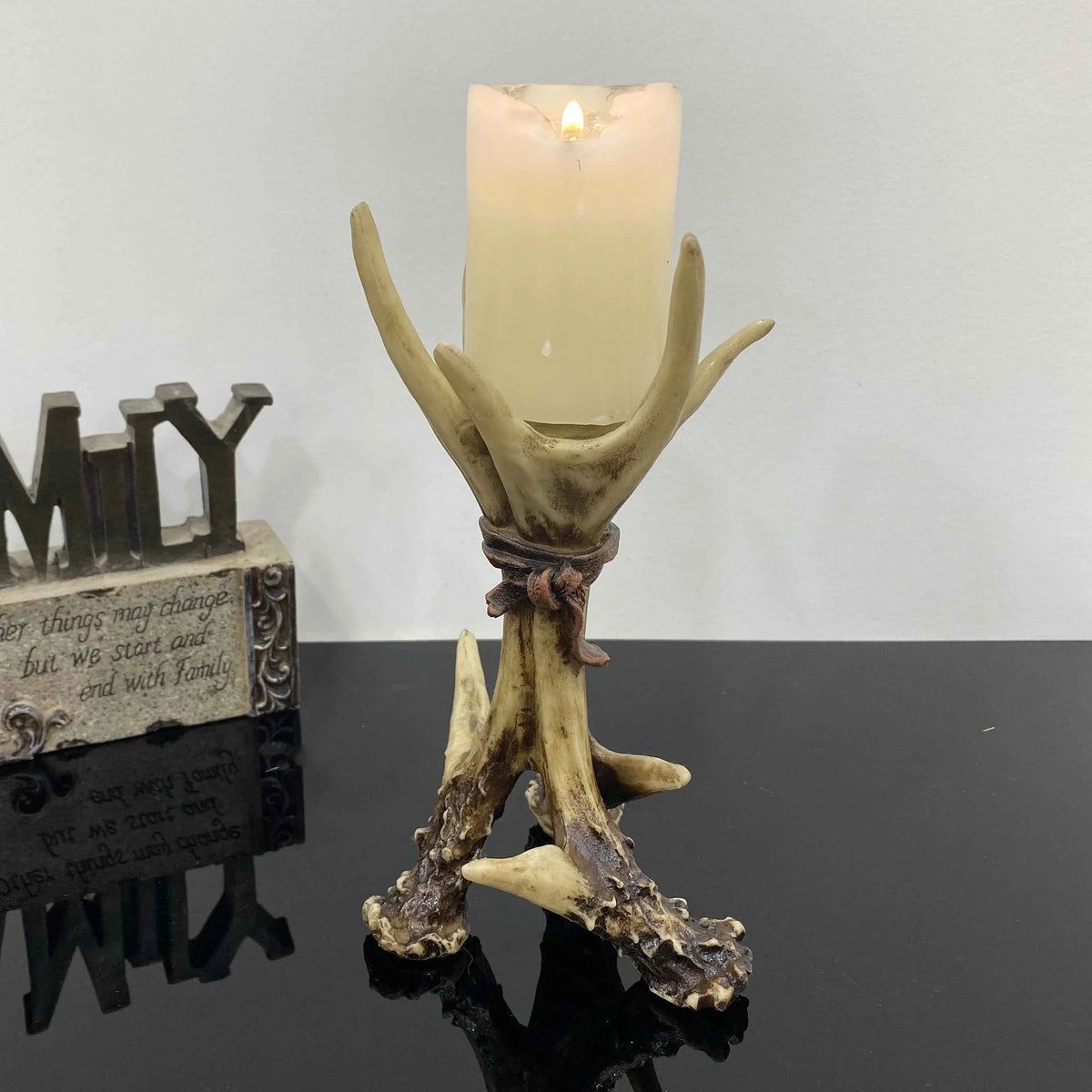 Resin Deer Antler Candle Holder