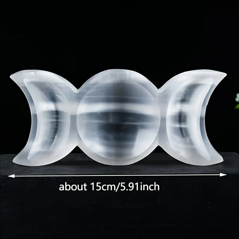 Selenite Triple Moon Goddess Bowl