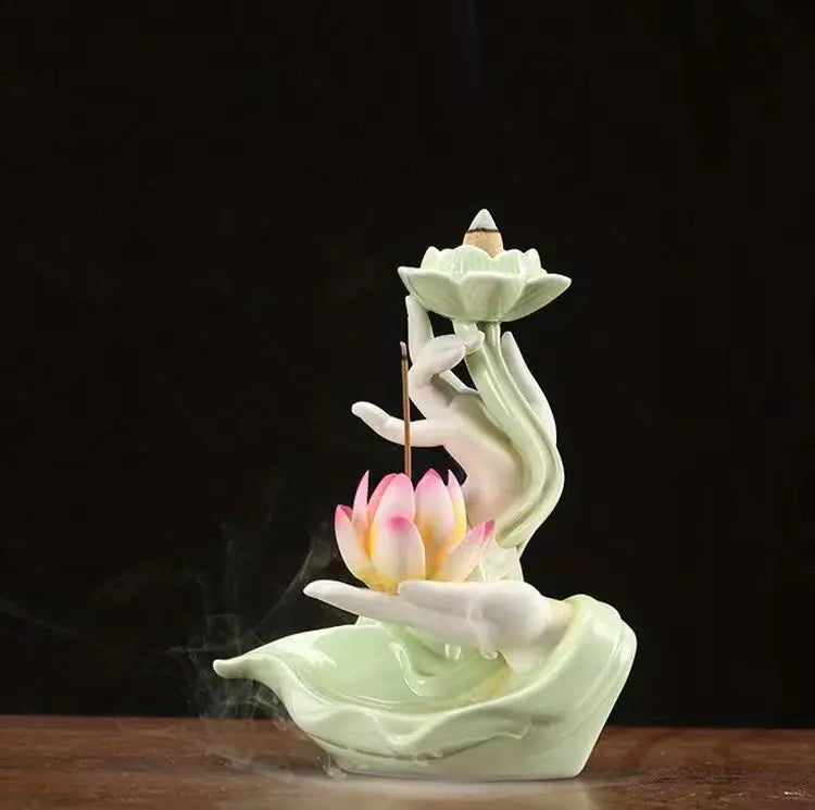 Ceramic Backflow Incense Burner – Buddha & Lotus Styles