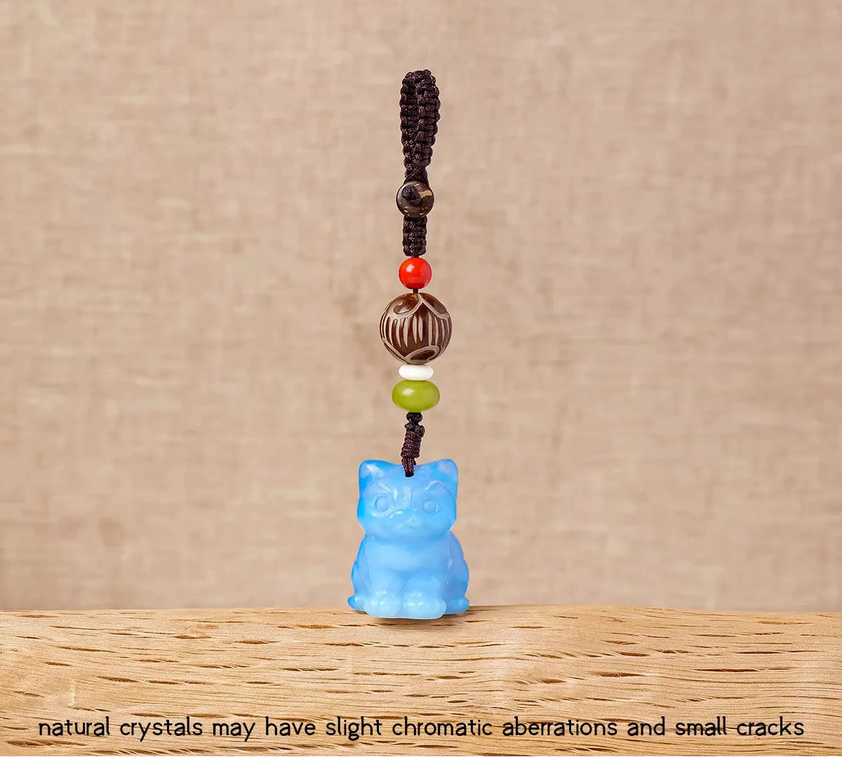 Raw Crystal Cat Charm Keychain