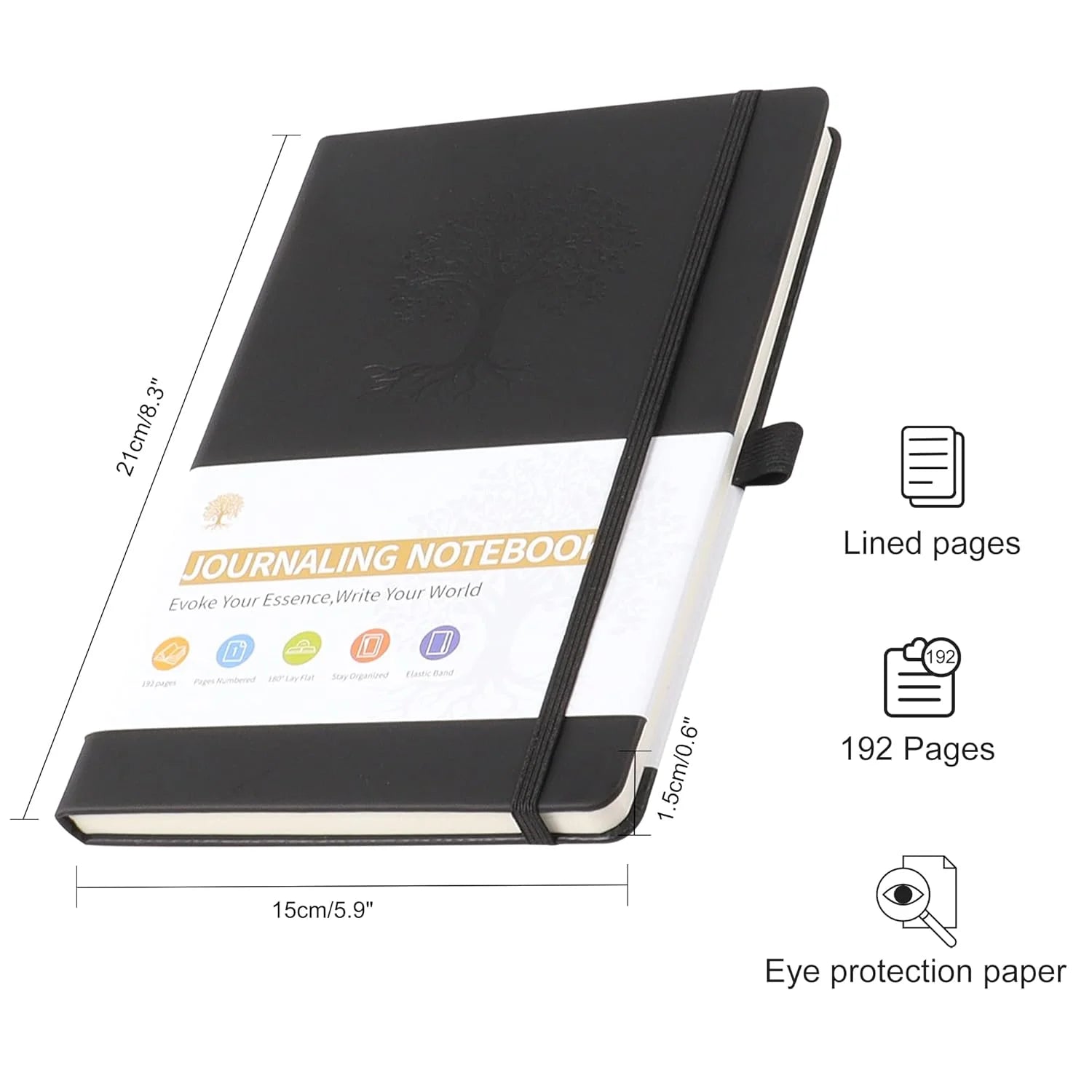 A5 Faux Leather Hardcover Journal - 192 Pages