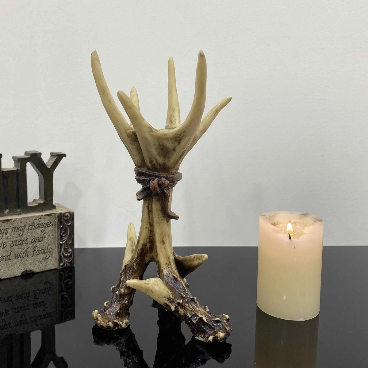 Resin Deer Antler Candle Holder