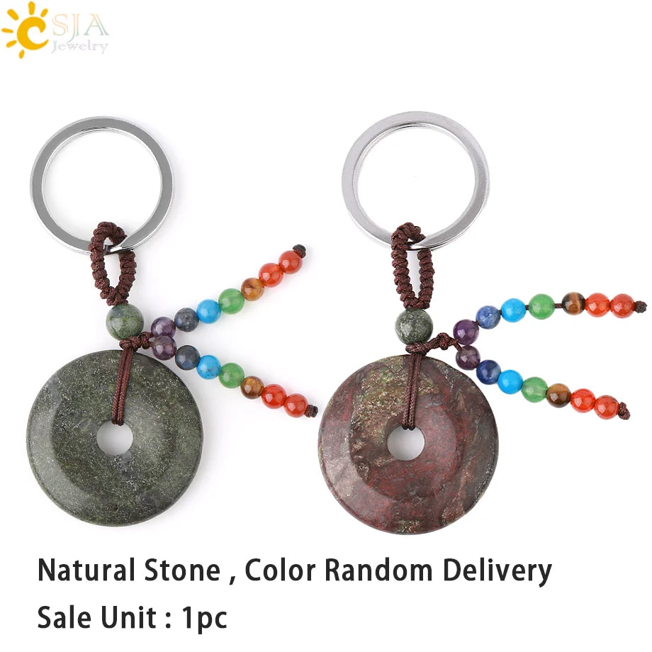 Natural Stone 7 Chakra Donut Keychain
