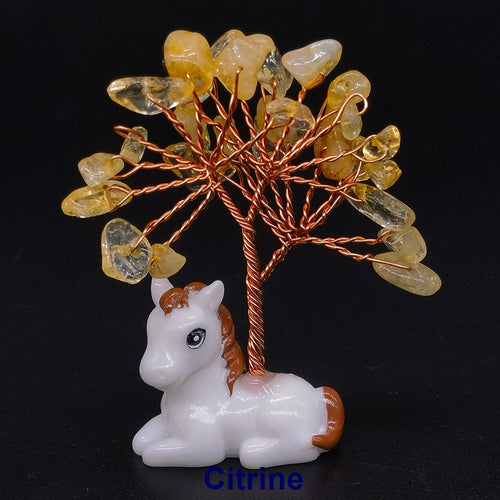 Crystal Gemstone Money Tree with Horse Base