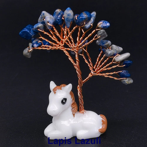 Crystal Gemstone Money Tree with Horse Base