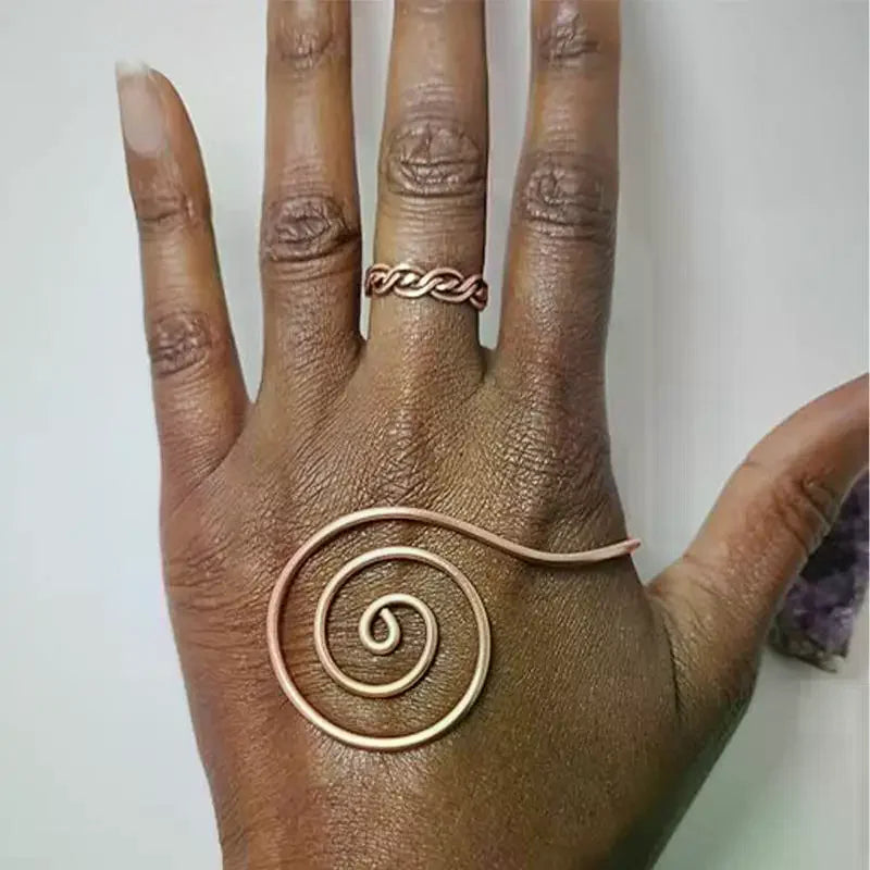 Adjustable Copper Spiral Palm Ring