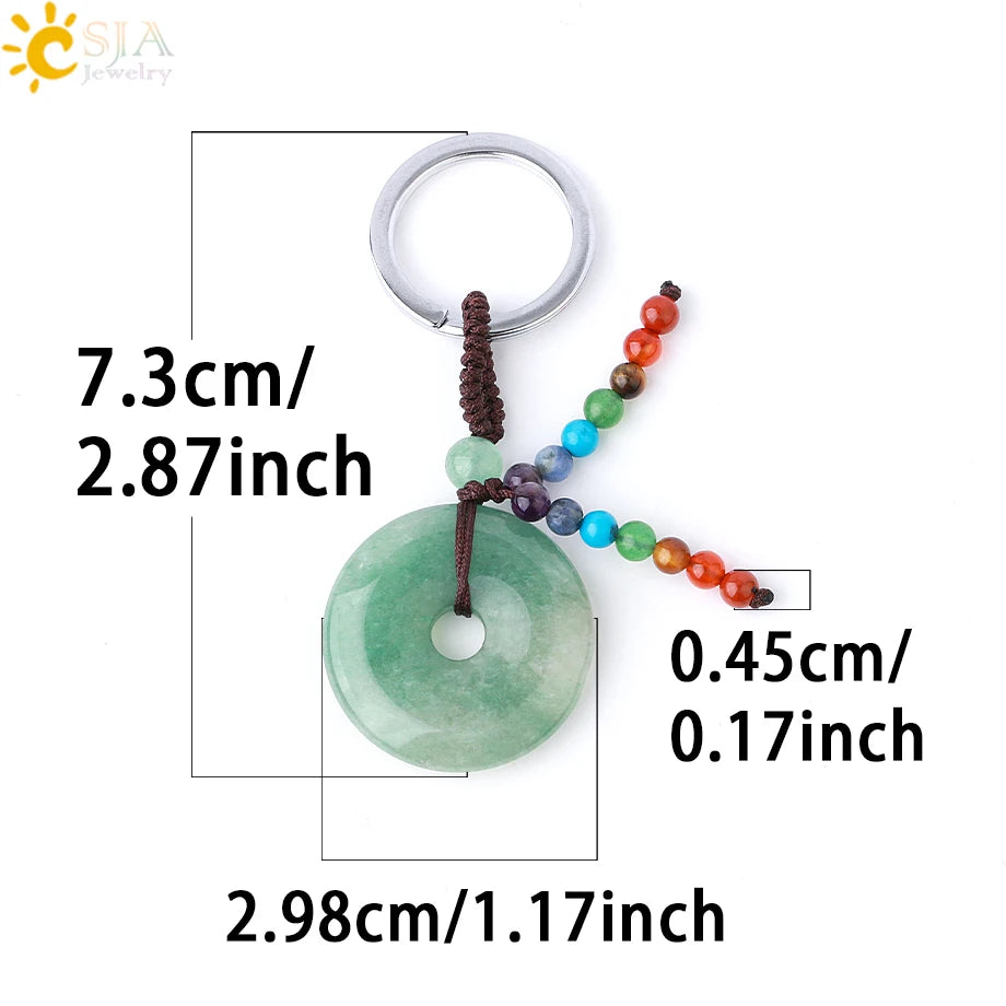 Natural Stone 7 Chakra Donut Keychain