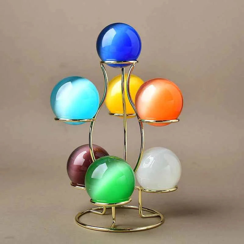 Seven-Ball Metal Crystal Display Stand