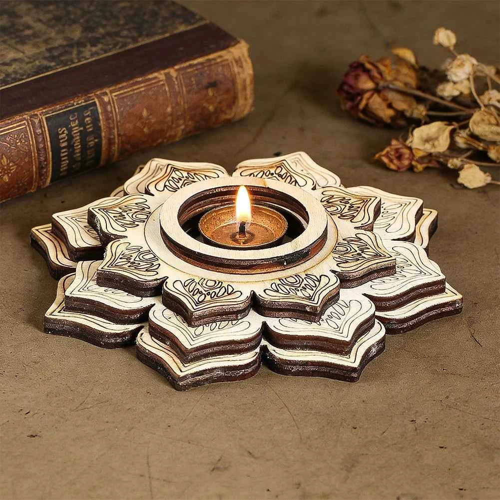 Wooden Lotus Crystal Ball Display Stand