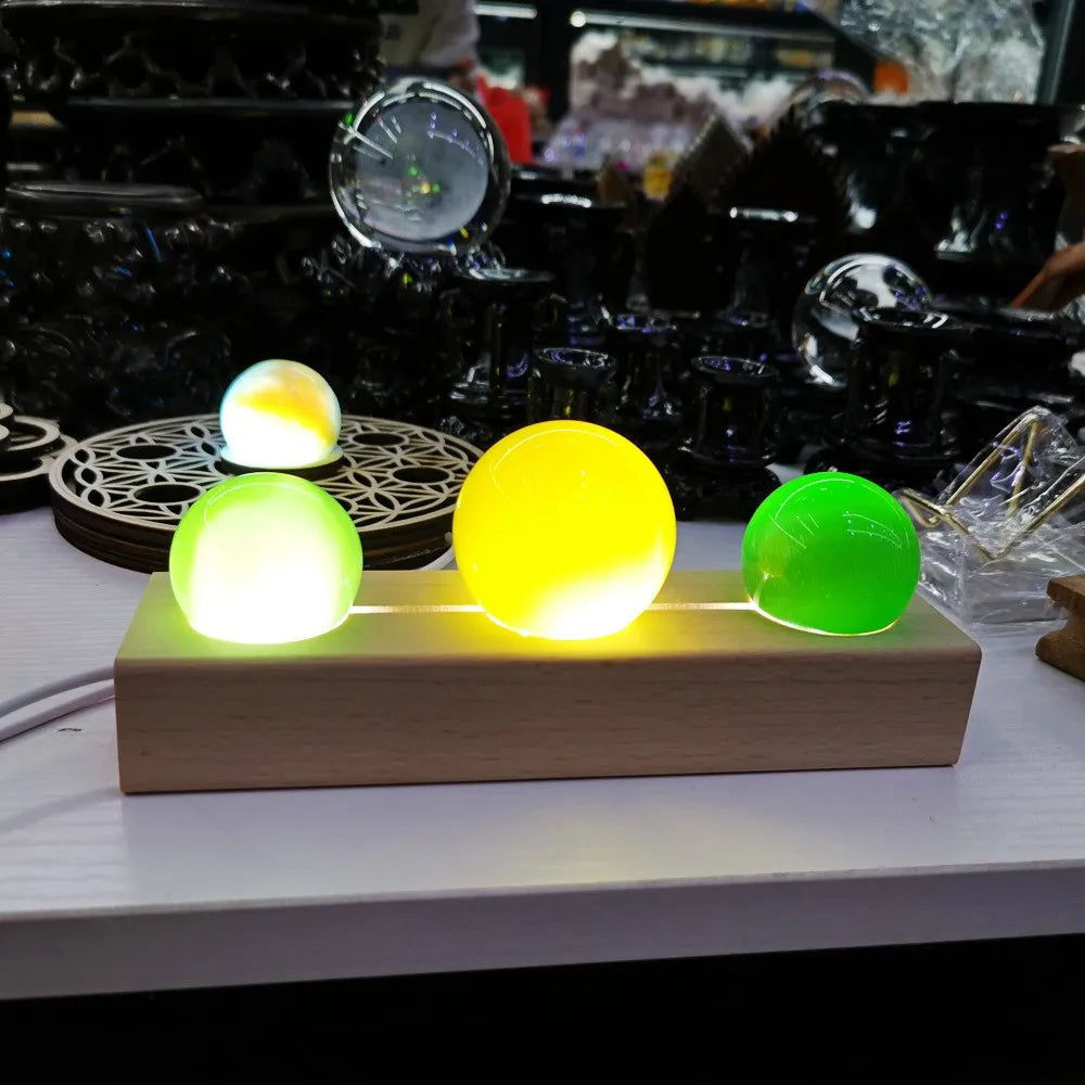 Wood LED Crystal Display Base – White or Color Light