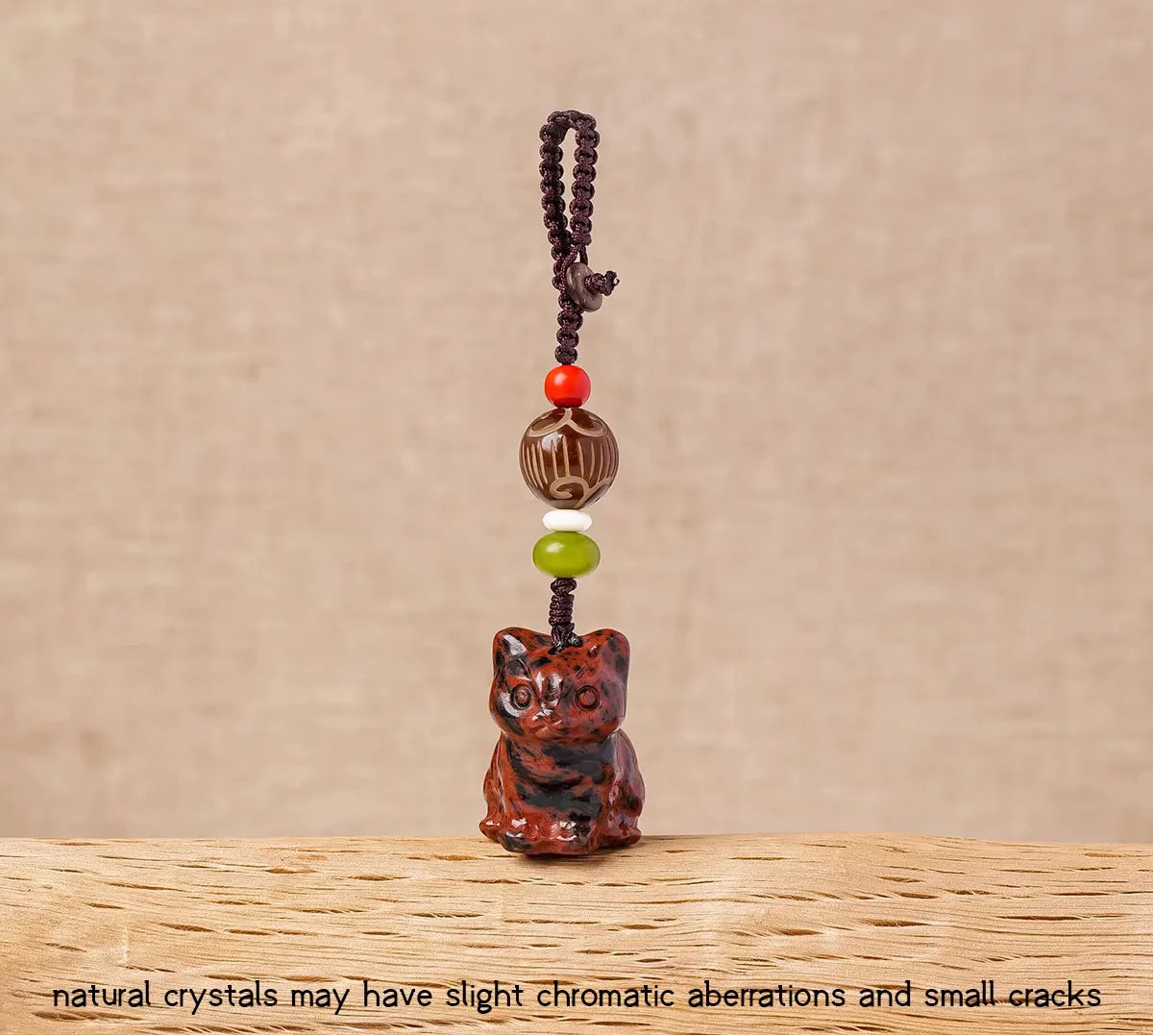 Raw Crystal Cat Charm Keychain