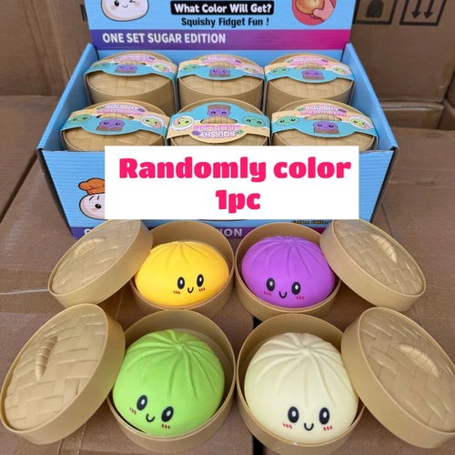 Mystery Dumpling Squishy Stress Toy in Steamer Basket
