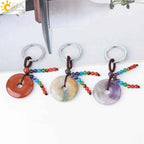 Natural Stone 7 Chakra Donut Keychain