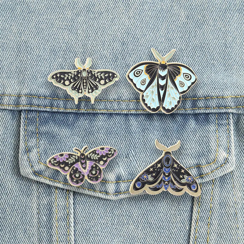 Witchy Moth Enamel Pins