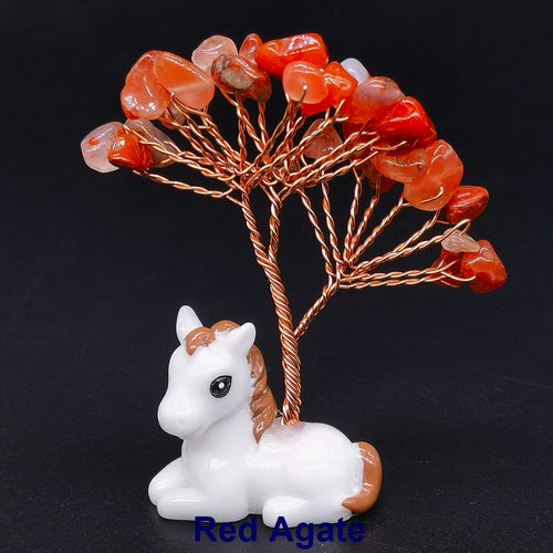 Crystal Gemstone Money Tree with Horse Base