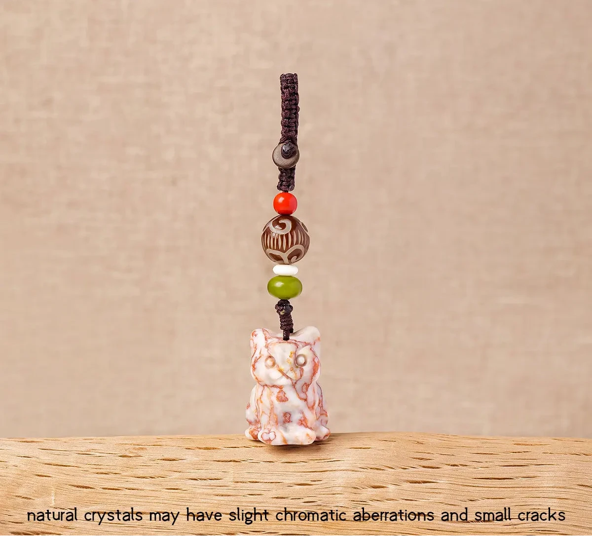 Raw Crystal Cat Charm Keychain