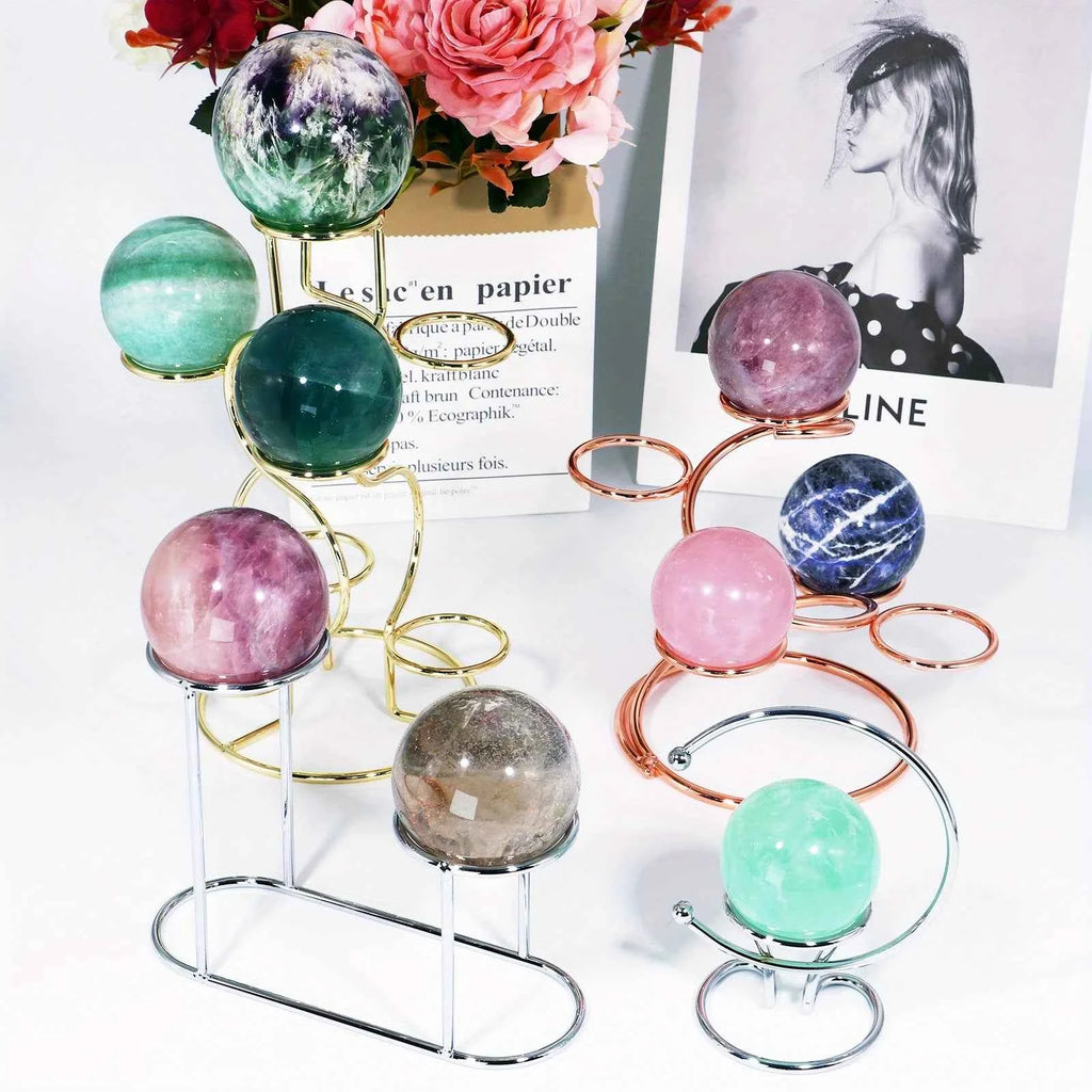 Two-Sphere Metal Crystal Display Stand