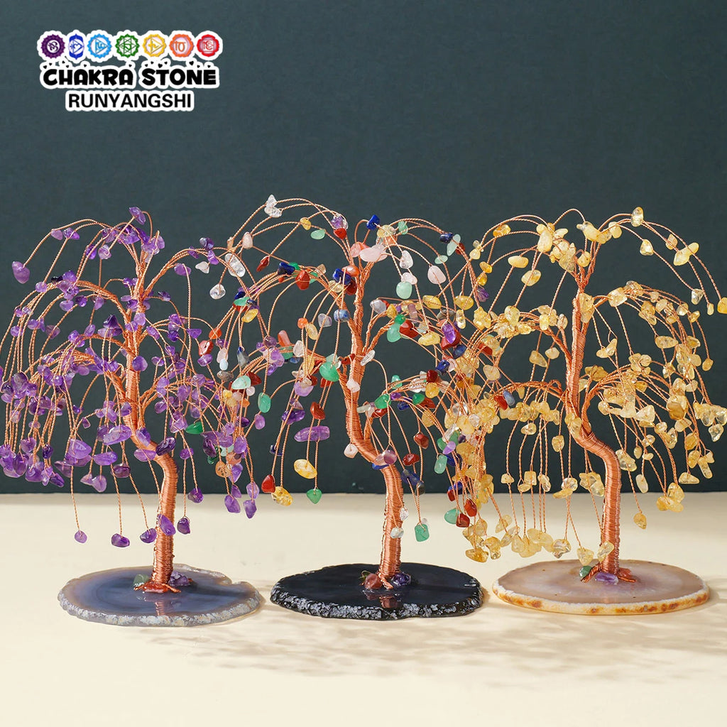 Crystal Gem Tree on Agate Slice Base