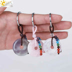 Natural Stone 7 Chakra Donut Keychain