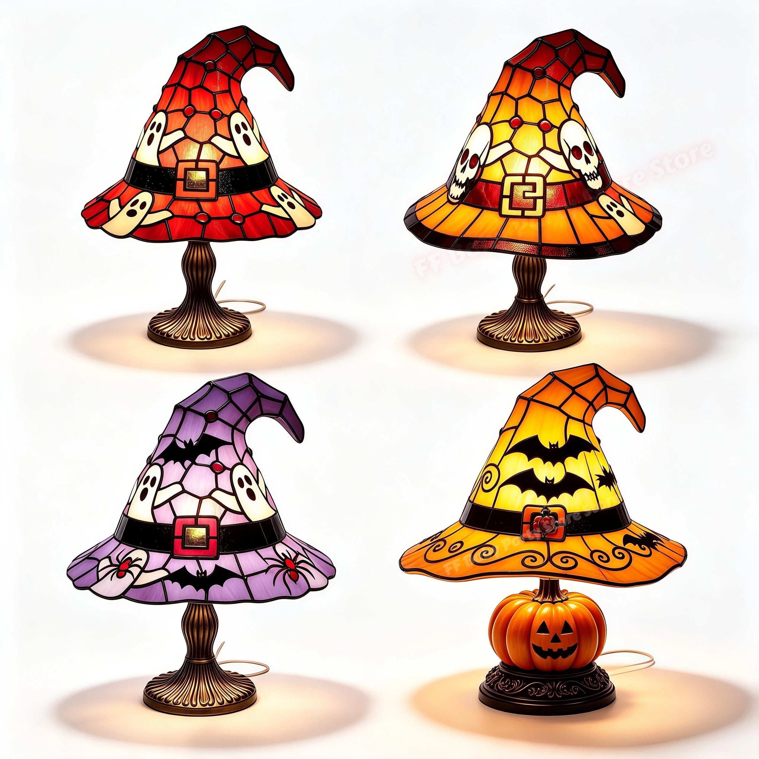 Stained-Glass-Style Witch Hat Lamp