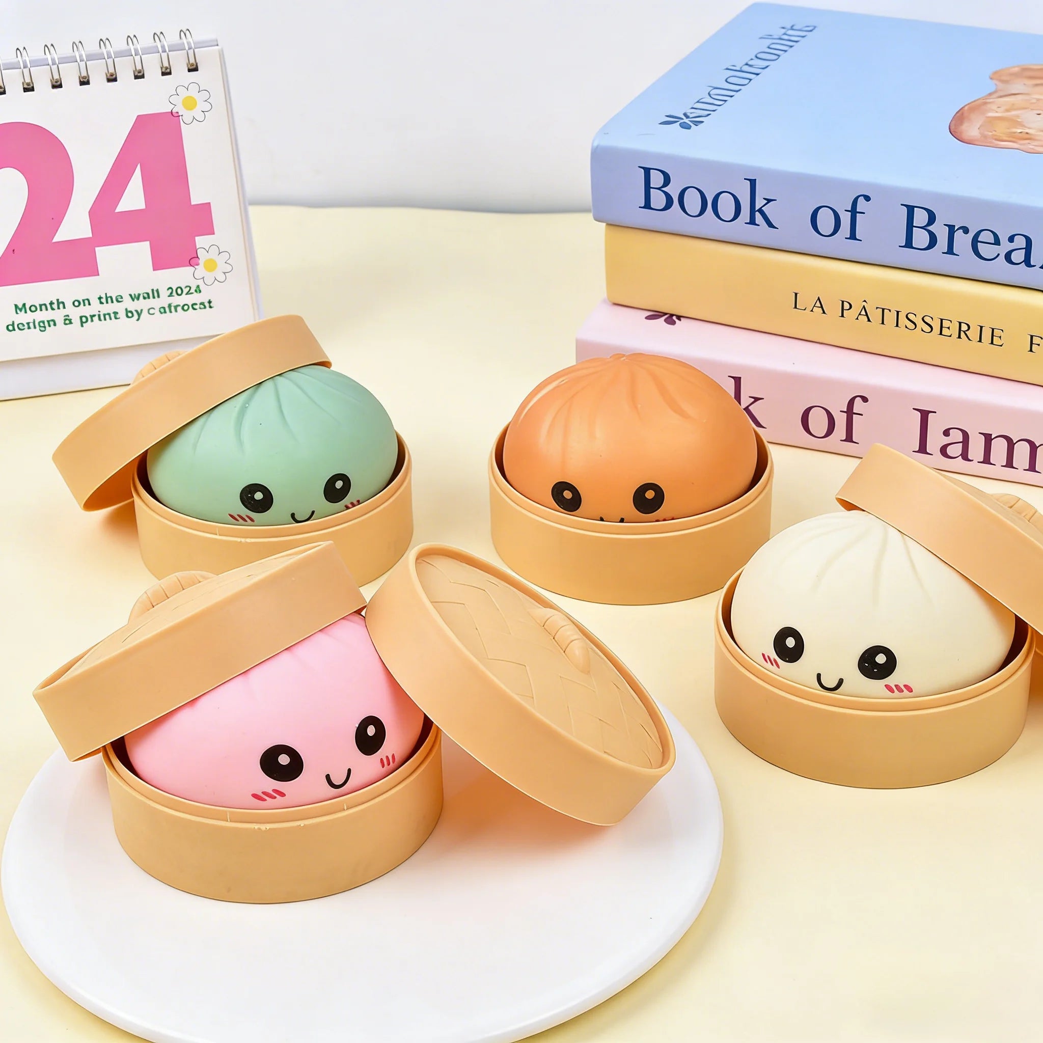 Mystery Dumpling Squishy Stress Toy in Steamer Basket