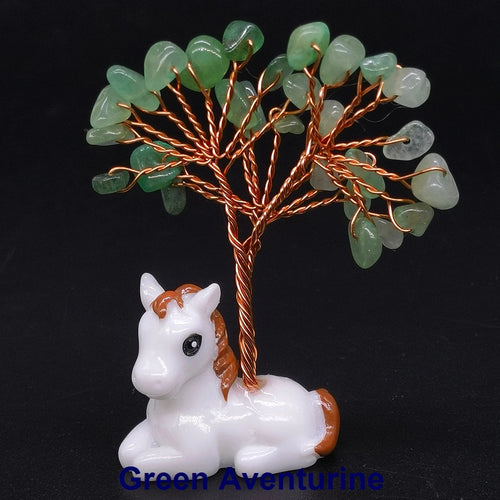 Crystal Gemstone Money Tree with Horse Base