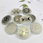 Engraved Selenite Crystal Charging Plate