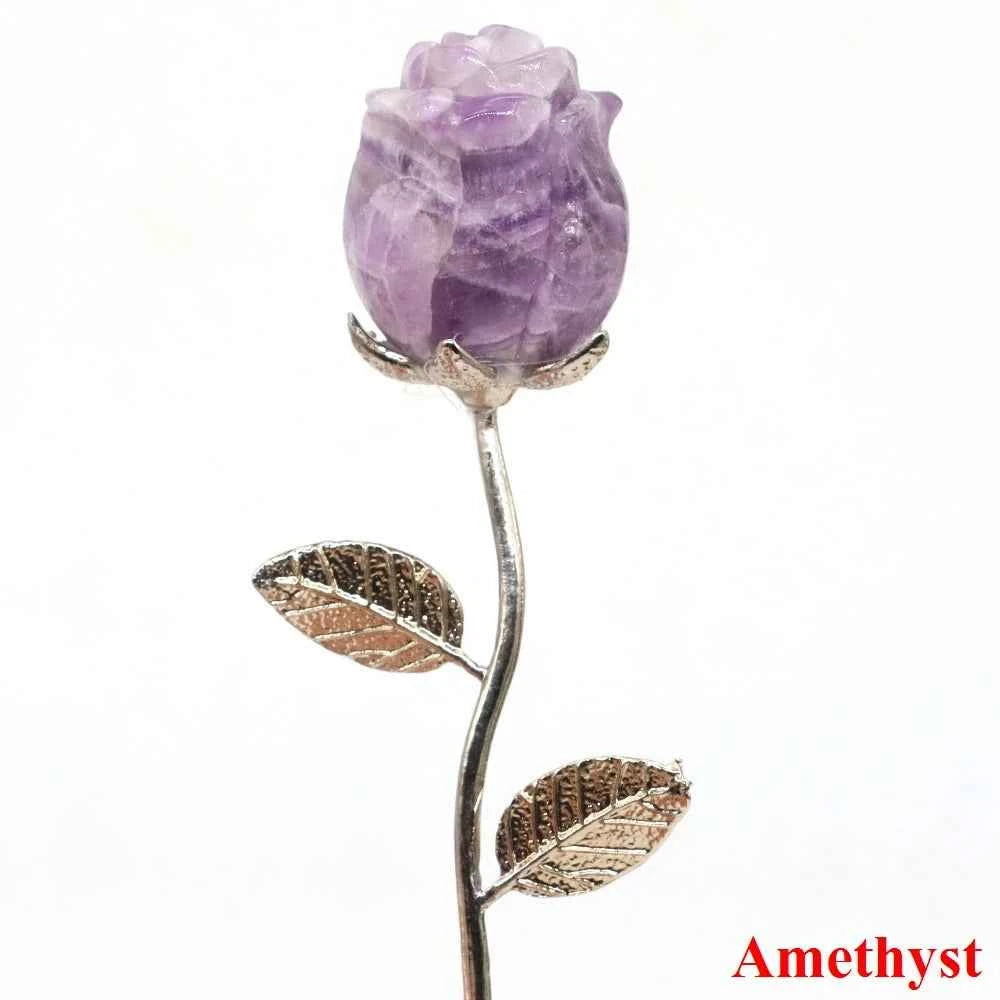 Crystal Carved Rose Flower