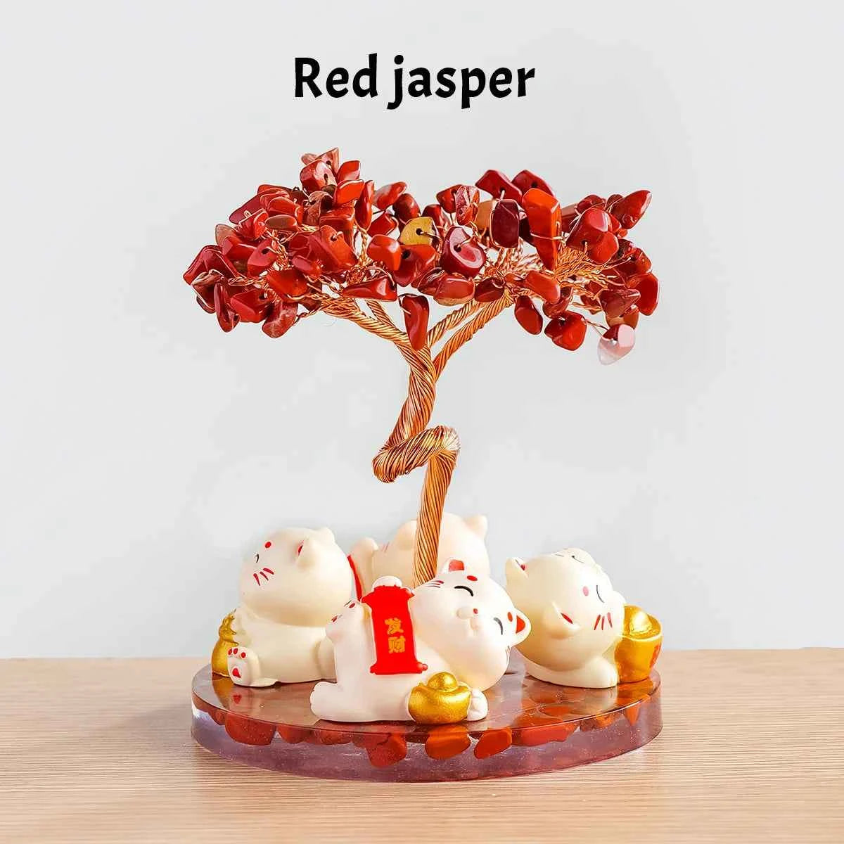 Maneki Neko Crystal Money Tree – Lucky Cat Prosperity Decor