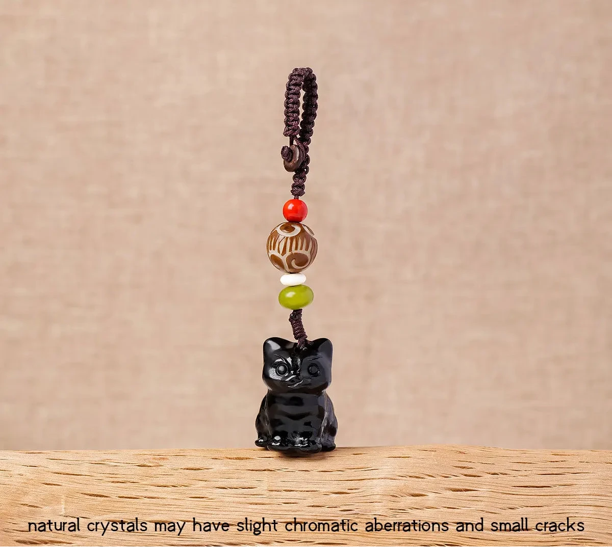Raw Crystal Cat Charm Keychain