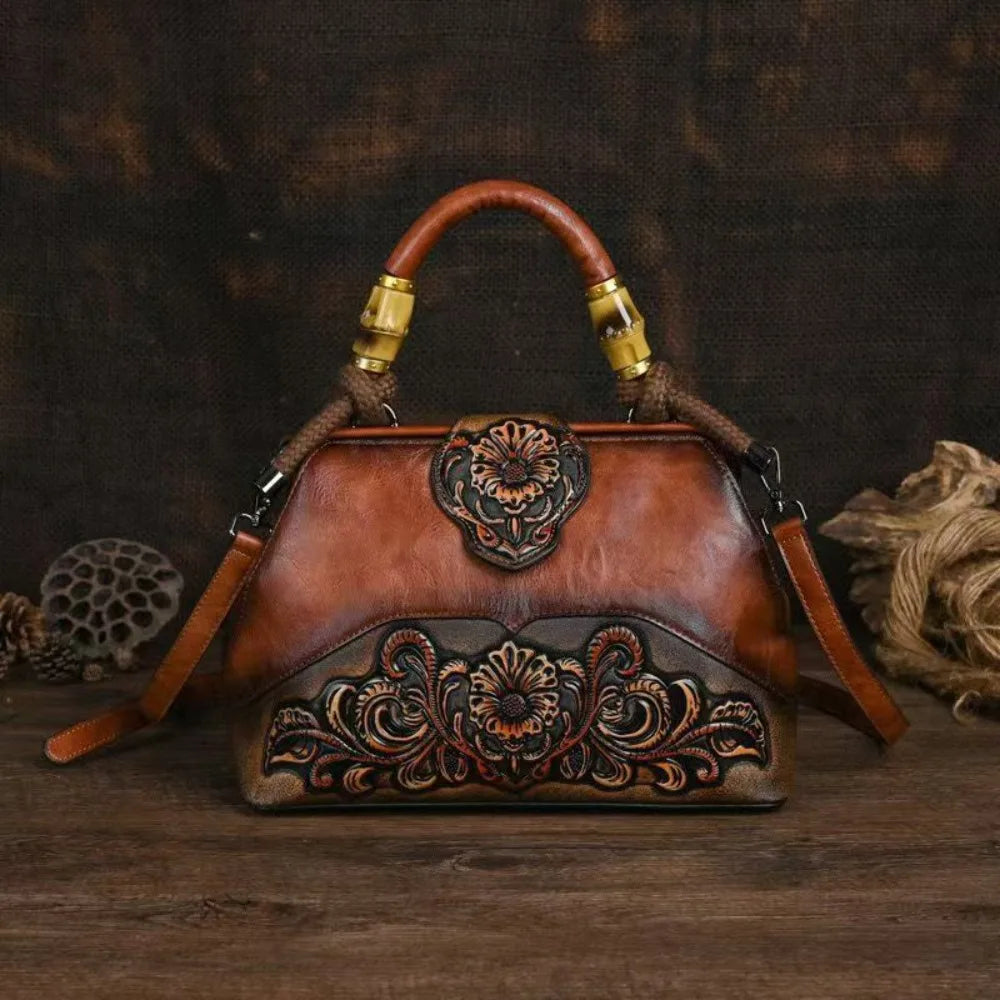 Vintage Floral Embossed Backpack – product view 2