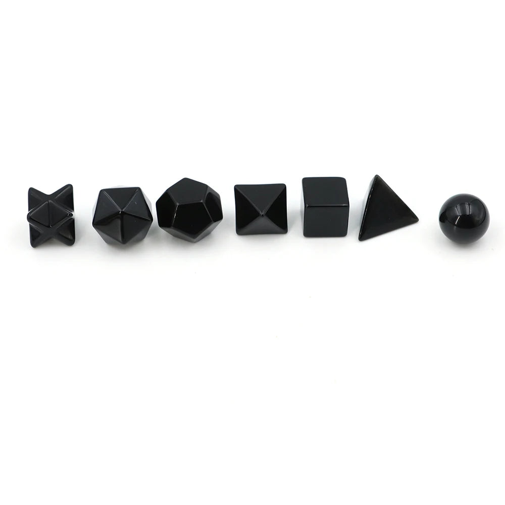 Black Obsidian Sacred Geometry Set – 7 Piece