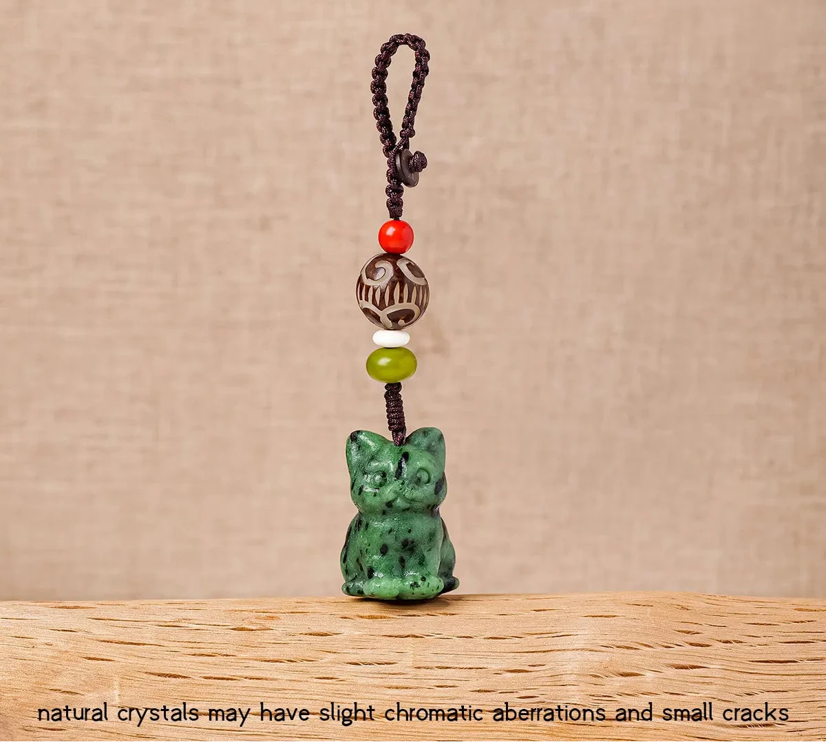 Raw Crystal Cat Charm Keychain