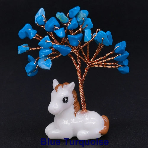 Crystal Gemstone Money Tree with Horse Base