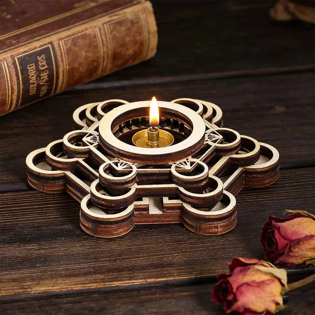 Wooden Lotus Crystal Ball Display Stand