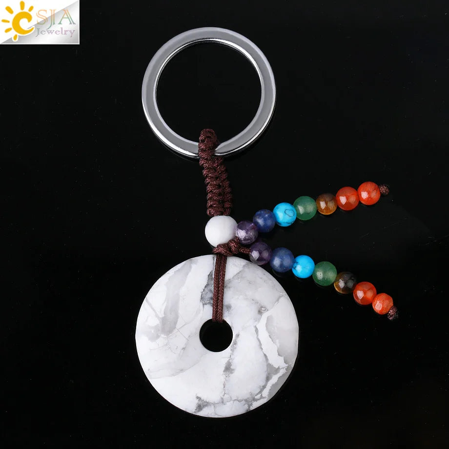 Natural Stone 7 Chakra Donut Keychain
