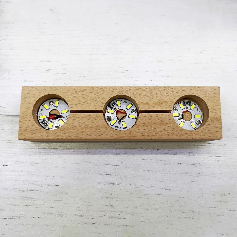 Wood LED Crystal Display Base – White or Color Light