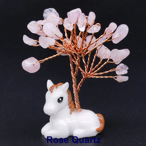 Crystal Gemstone Money Tree with Horse Base