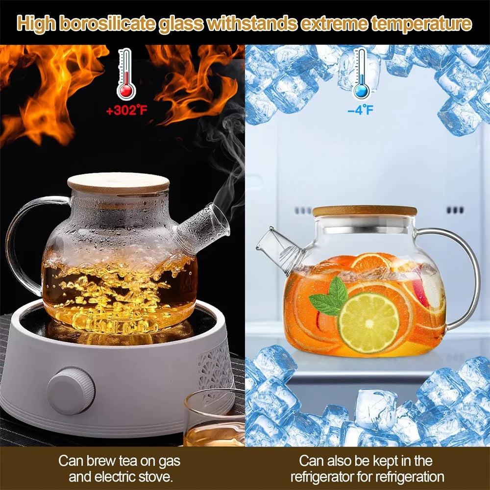 Glass Teapot with Bamboo Lid & Removable Infuser