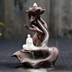 Ceramic Backflow Incense Burner – Buddha & Lotus Styles