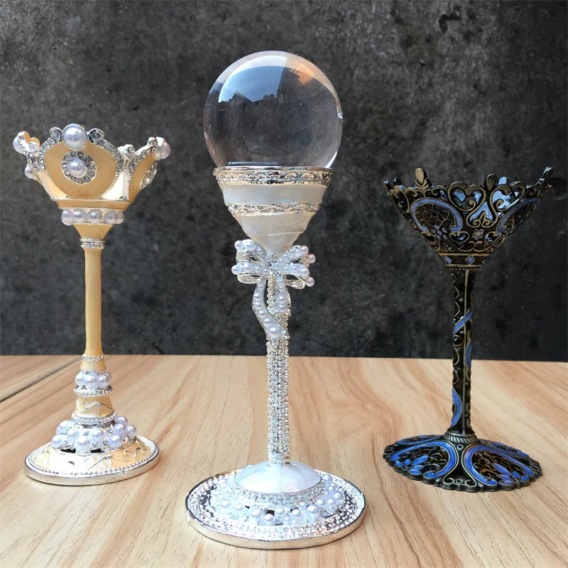 Decorative Metal Crystal Sphere Stand – Floral Styles