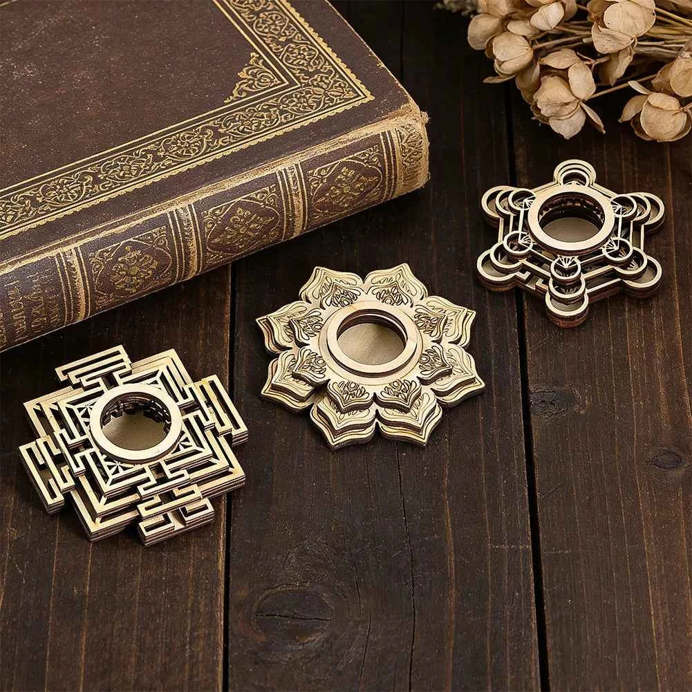 Wooden Lotus Crystal Ball Display Stand