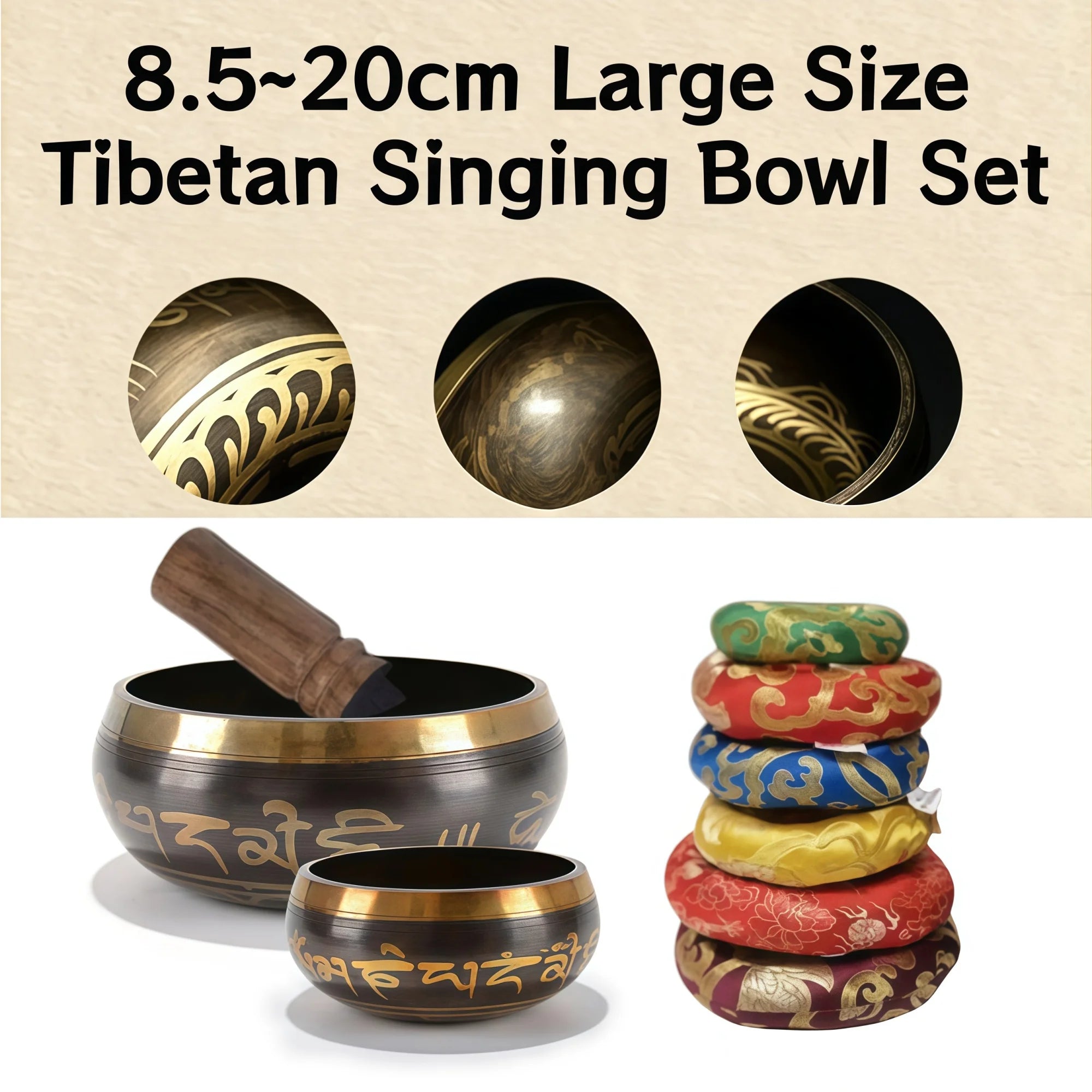 Tibetan-Style Singing Bowl Set – Multiple Sizes