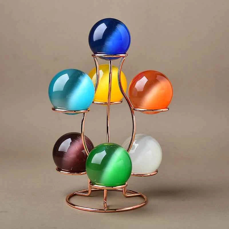 Seven-Ball Metal Crystal Display Stand