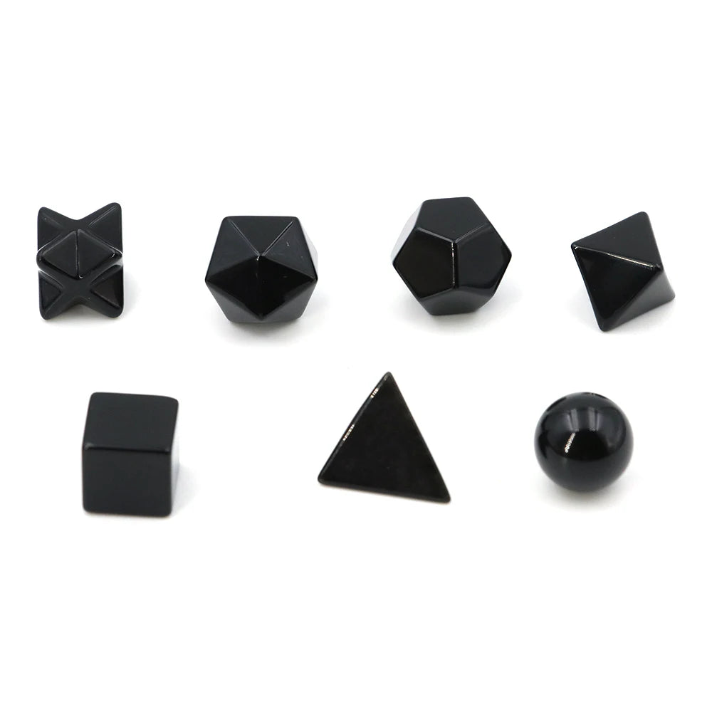 Black Obsidian Sacred Geometry Set – 7 Piece