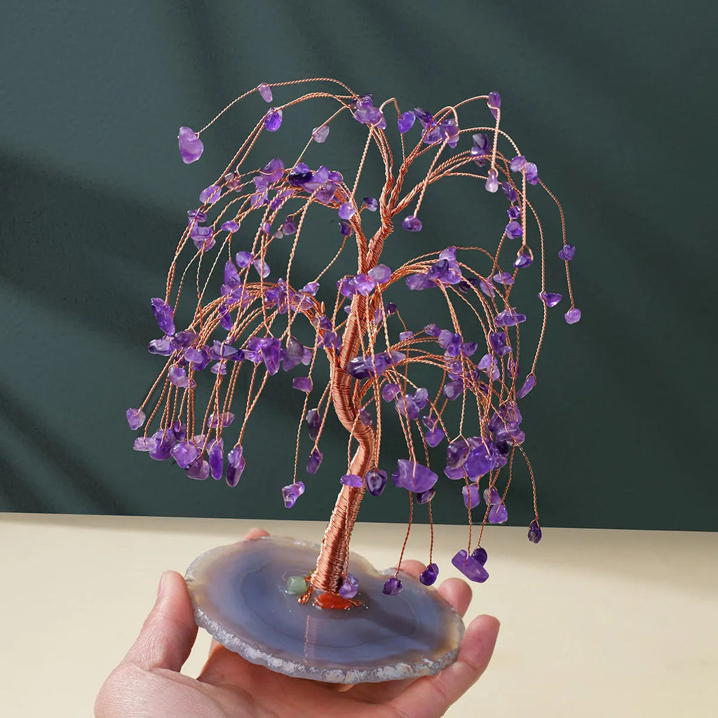 Crystal Gem Tree on Agate Slice Base