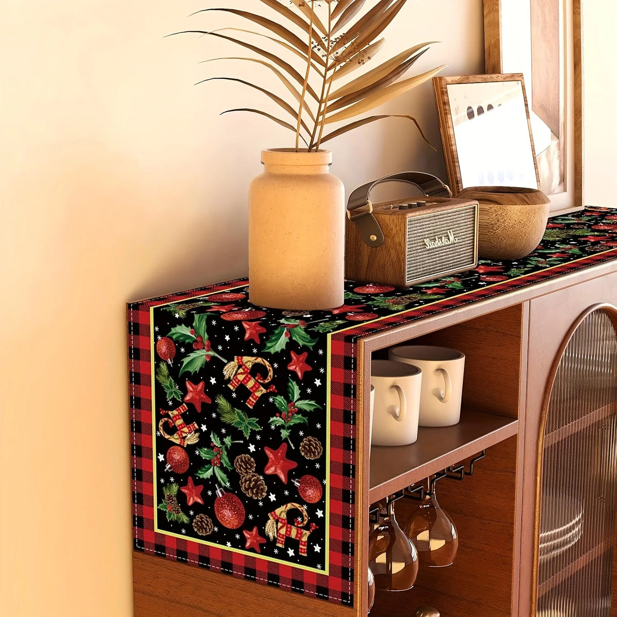 Yule Goat Linen Table Runner - The Elemental Path