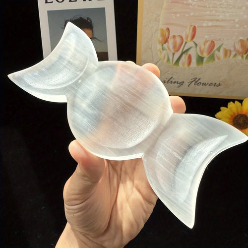 Selenite Triple Moon Goddess Bowl