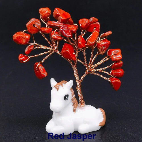 Crystal Gemstone Money Tree with Horse Base