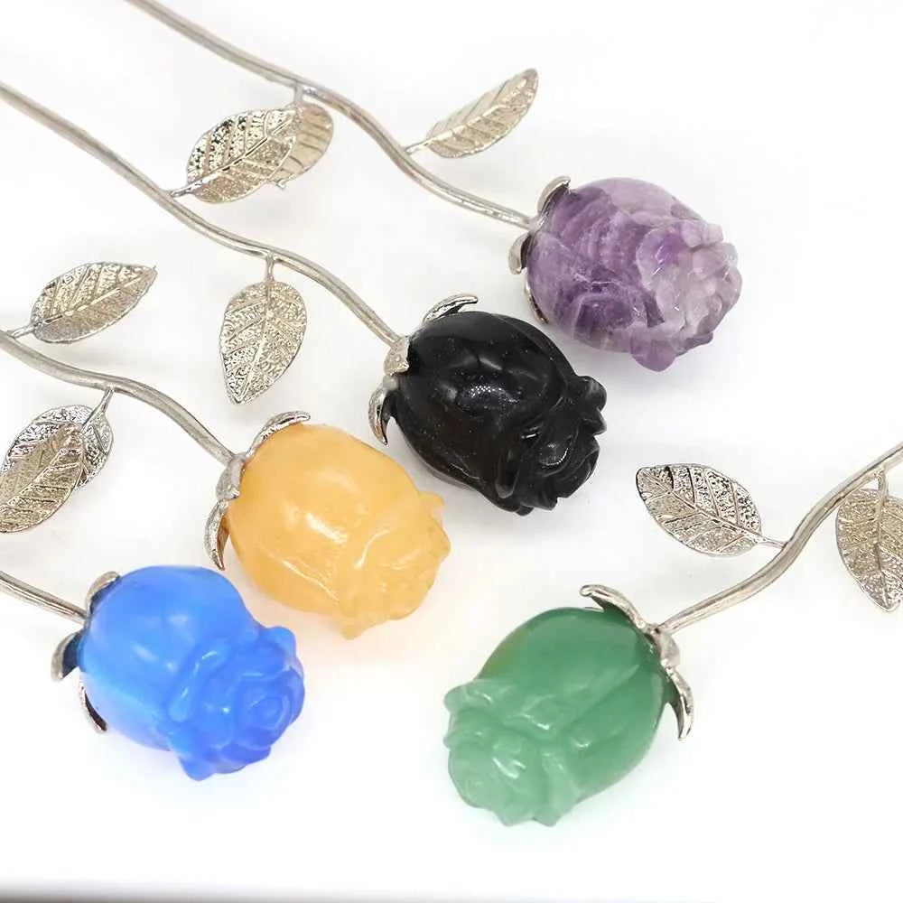 Crystal Carved Rose Flower